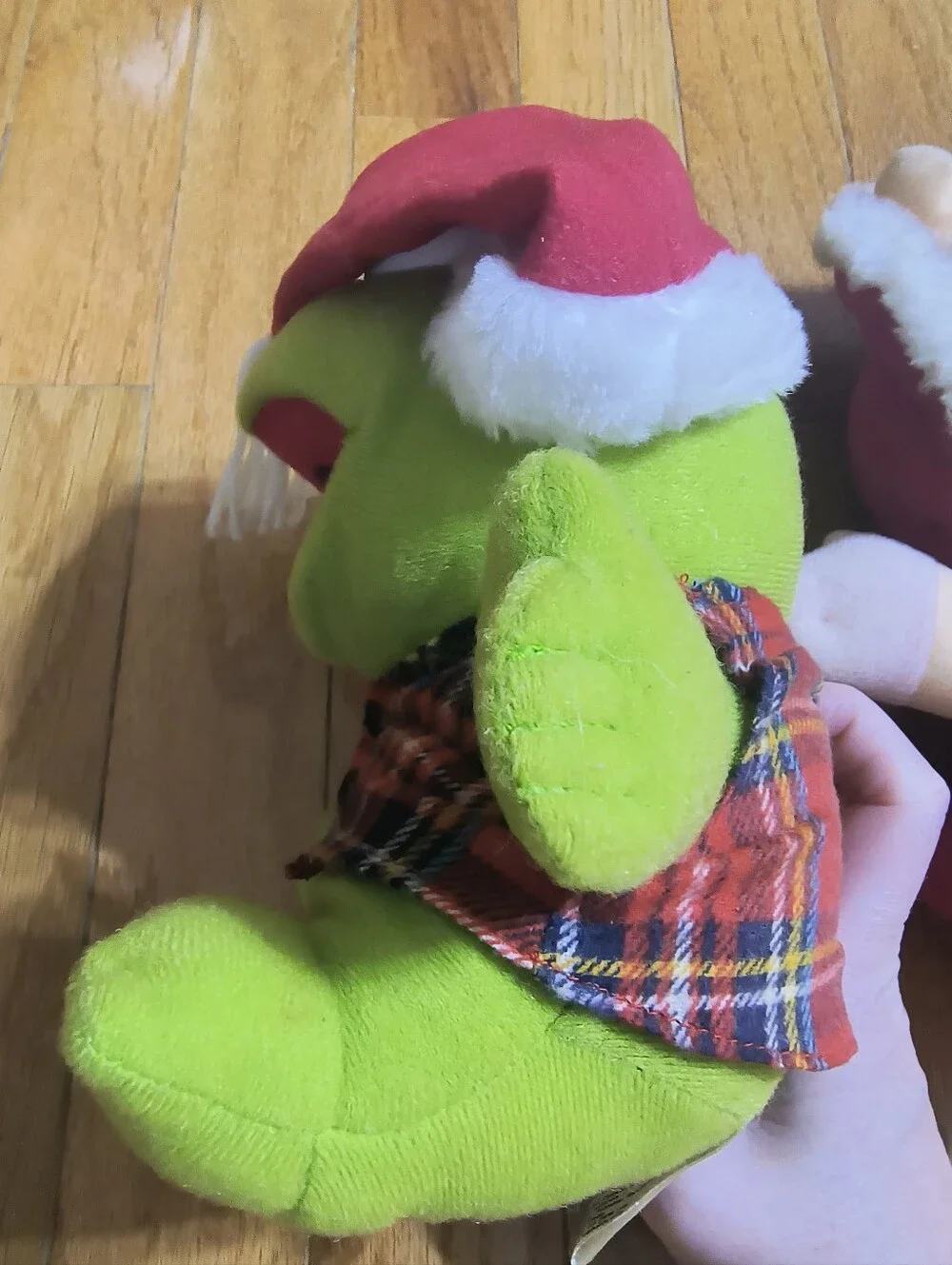 Lot of two 1987 Baby Miss Piggy and Baby Kermit muppets Christmas plush toys